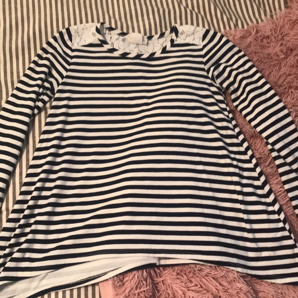 Btween Navy blue and White Long Sleeve Tee
